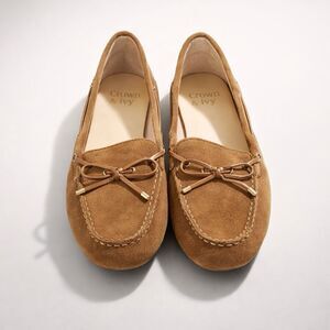 Crown & Ivy Malya Brown Suede Slip On Bow Loafers Moccasins Flats 8